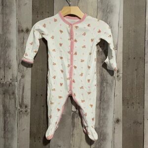 Ralph Lauren Baby Pink & White  Polo Bear Onesie Sleeper Snap Closure 9 months